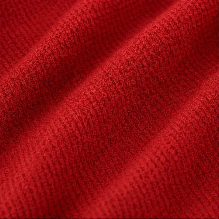 Plaidelle – Waffle Knit Plaid-Trim Crewneck Sweatshirt