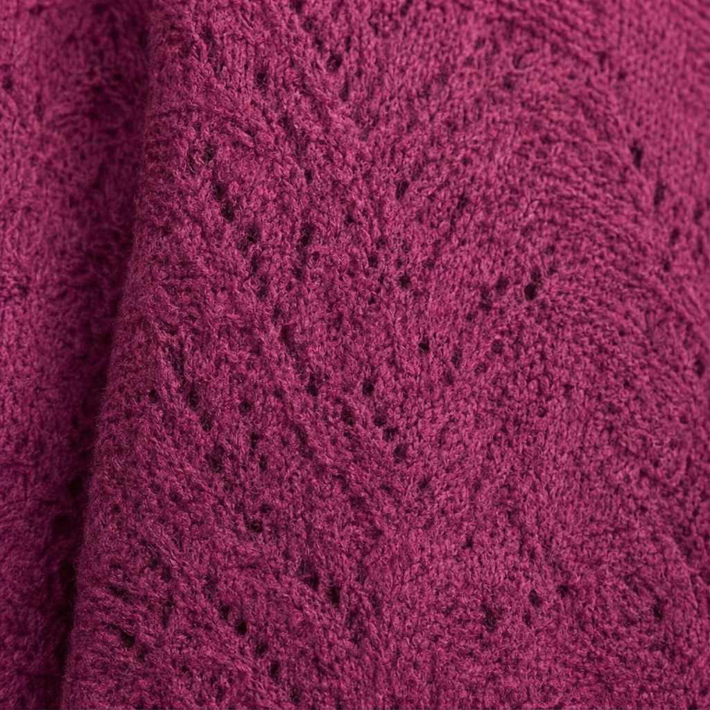 Cowl & Bloom – Diamond Openwork Cowl-Neck Knit Top