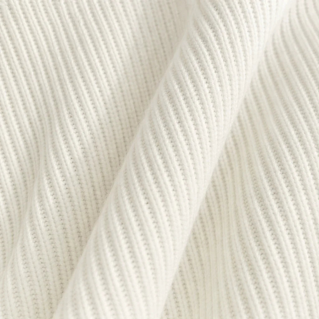 Denimelle – Denim-Look Detail Ribbed Henley Sweater