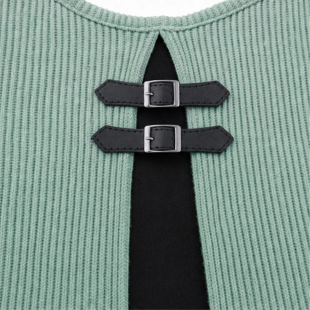 Layerelle – Color-Block Faux-Layered Knit Dress