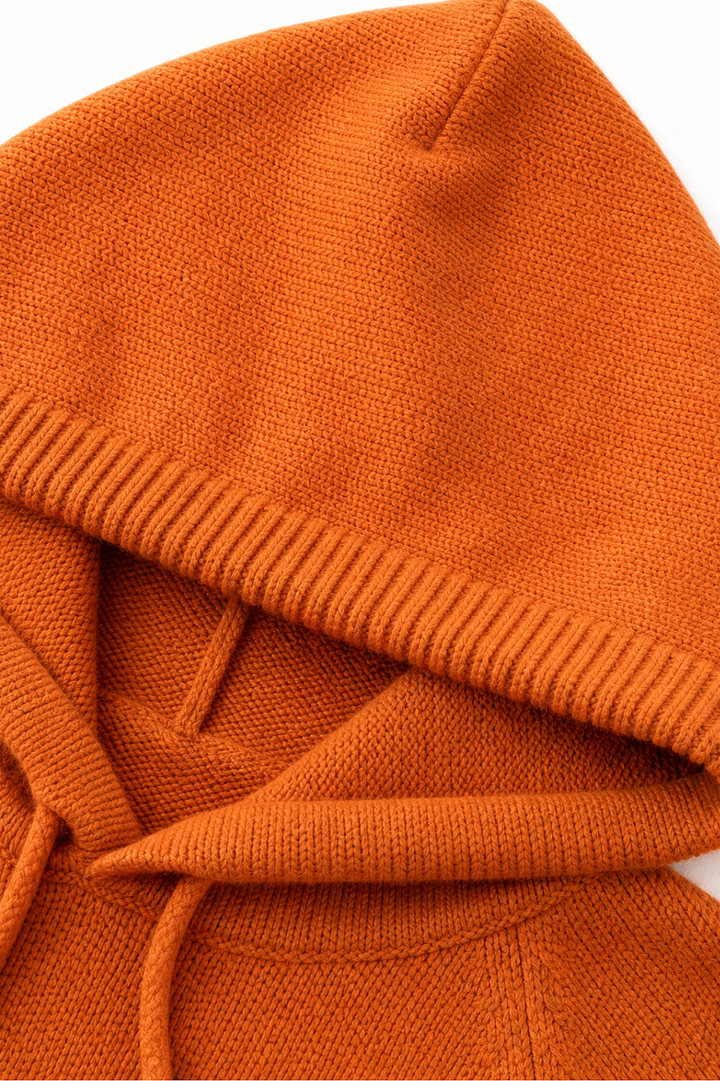Hushwell – Drawstring Hood Ribbed Knit Pullover