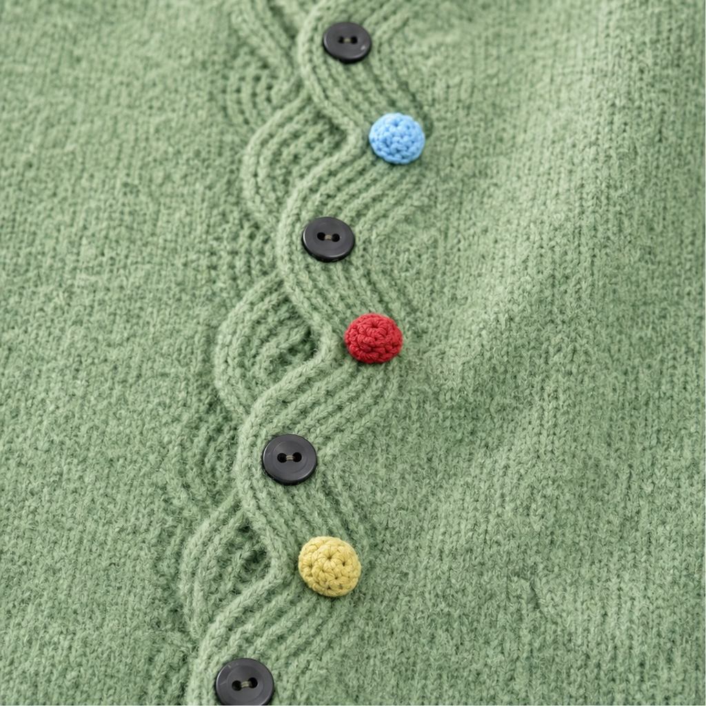 Wavelyn – Wavy Placket Lantern Sleeve Cardigan