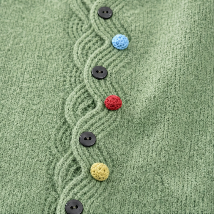 Wavelyn – Wavy Placket Lantern Sleeve Cardigan