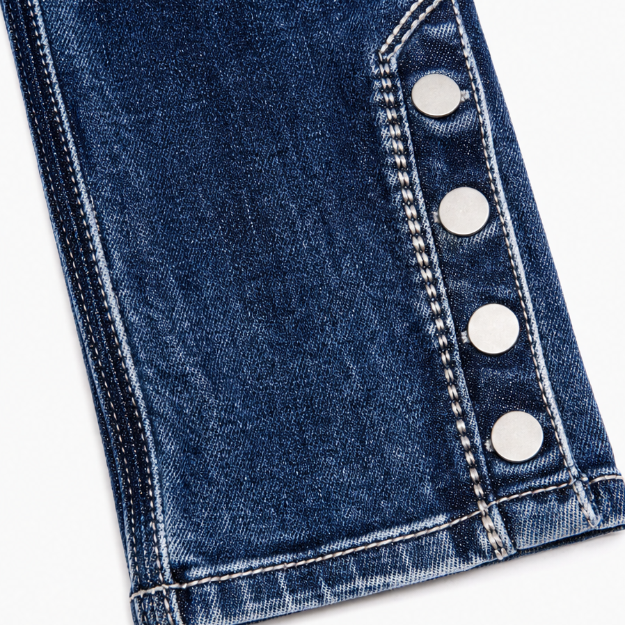 Trueline Denim – Button-Cuff Straight-Flare Slim Jeans