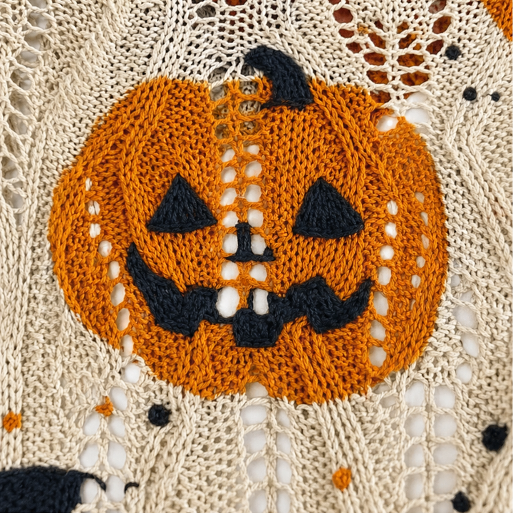 Amberknit – Open-Knit Crochet Pumpkin Sweater
