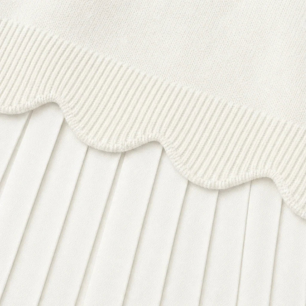 Wearbella – Scallop-Hem Sweater And Pleated Skirt Set