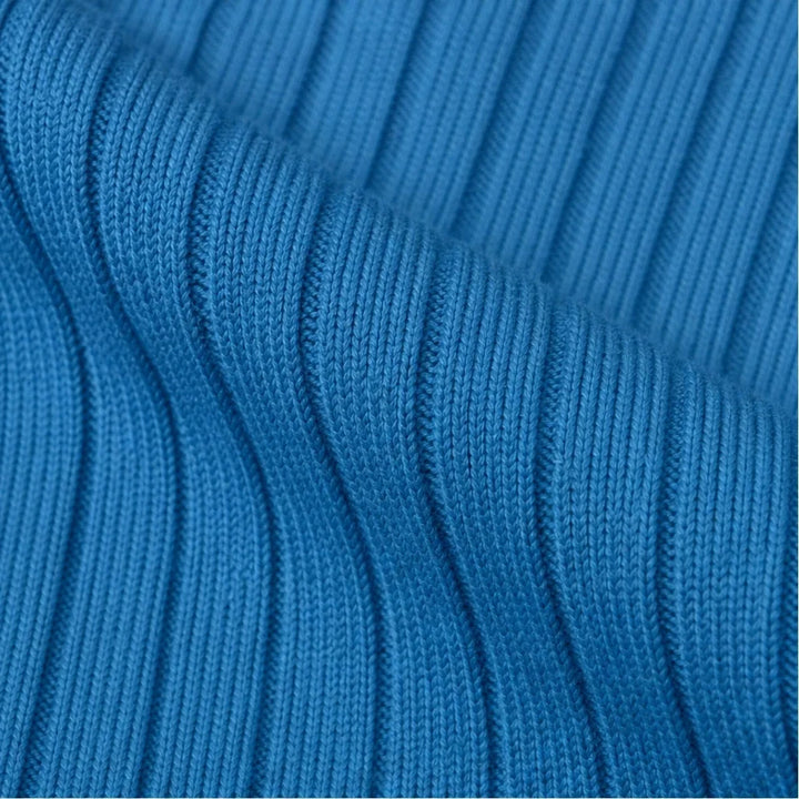 Pleatelle – Pleated Mock-Neck Ribbed Top
