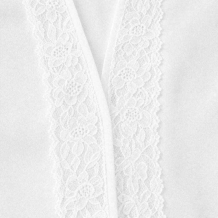 Lacevera – Lace-Trimmed V-Neck Chiffon Blouse