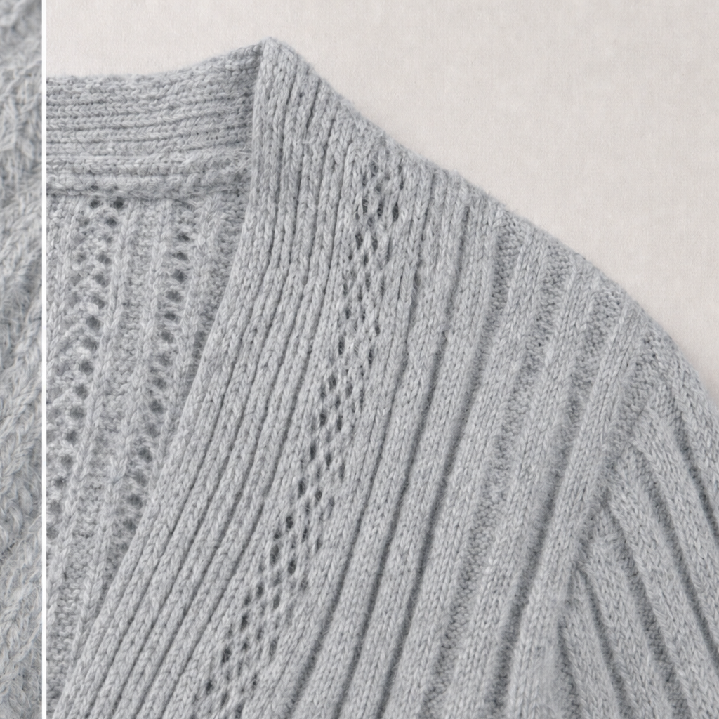 Draperie – Ribbed Open-Front Waterfall Cardigan