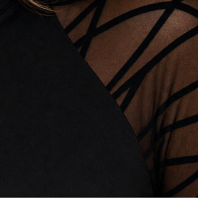 Velmora – Keyhole-Neck Sheer-Sleeve Body-Con Top