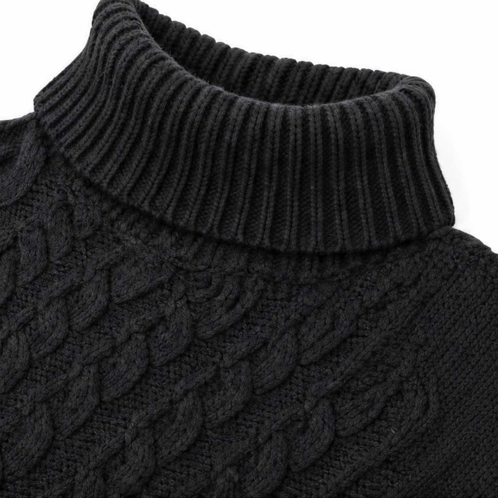 Cabelune – Cable-Knit Asymmetric Poncho Sweater