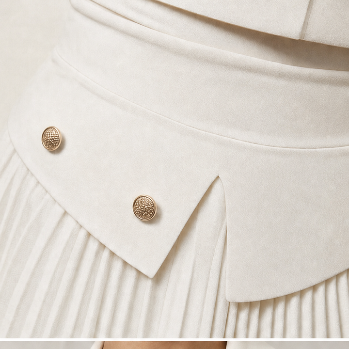 Poiseform – Cropped Padded Blazer And Pleated Midi Skirt Set