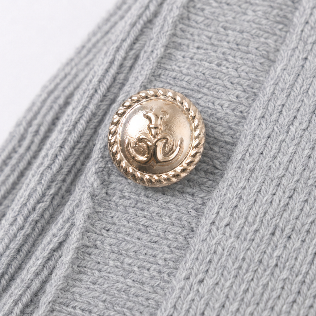 Marlowe – Oversized Gold-tone Button Mock-Neck Sweater