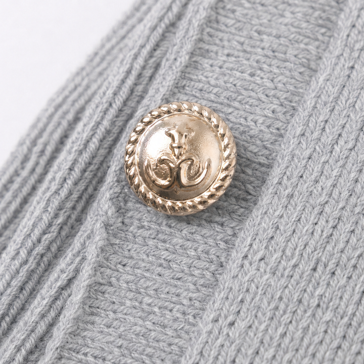 Marlowe – Oversized Gold-tone Button Mock-Neck Sweater