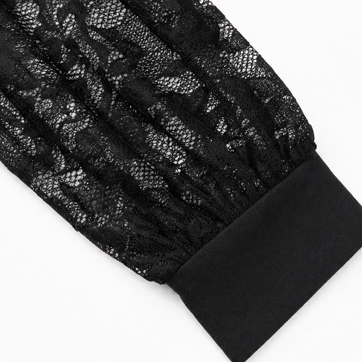 Veloura – Deep V-Neck Lace-Sleeve Fitted Top