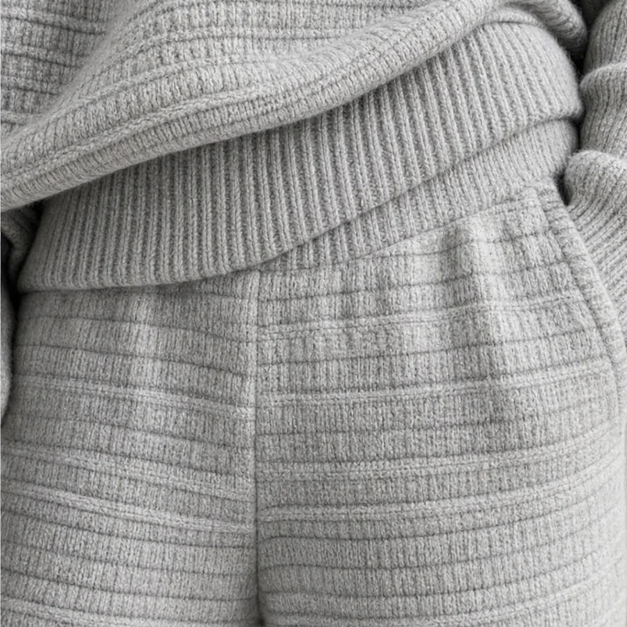 Wearbella – Ribbed Knit Top And Wide-Leg Pants Set