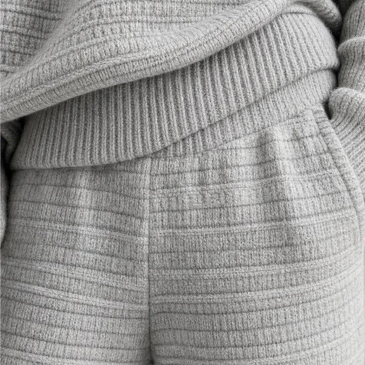 Wearbella – Ribbed Knit Top And Wide-Leg Pants Set