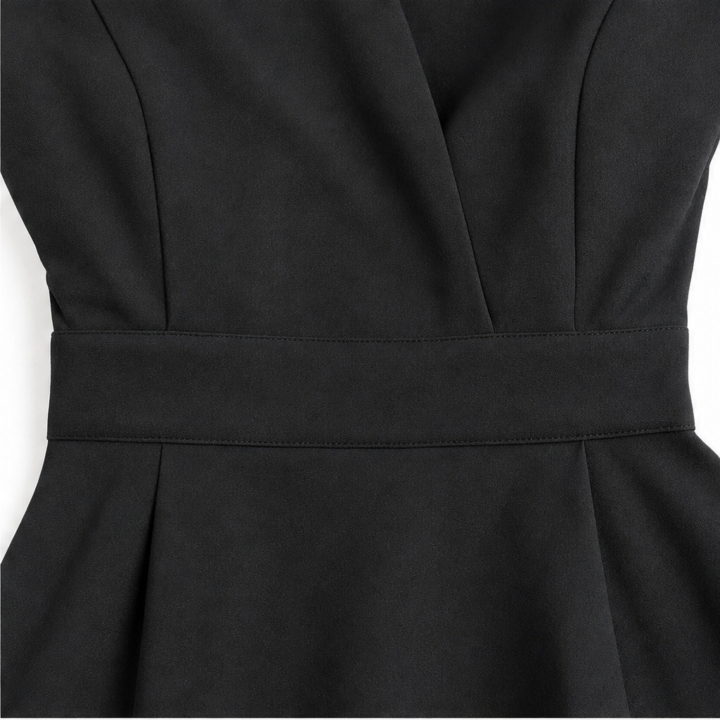 Vivelyn – Wrap V-Neck Contoured Waist Midi Dress