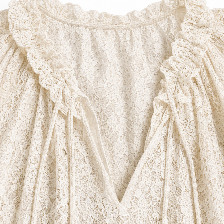 Wearbella – Floral Crochet Lace Open-Front Blouse