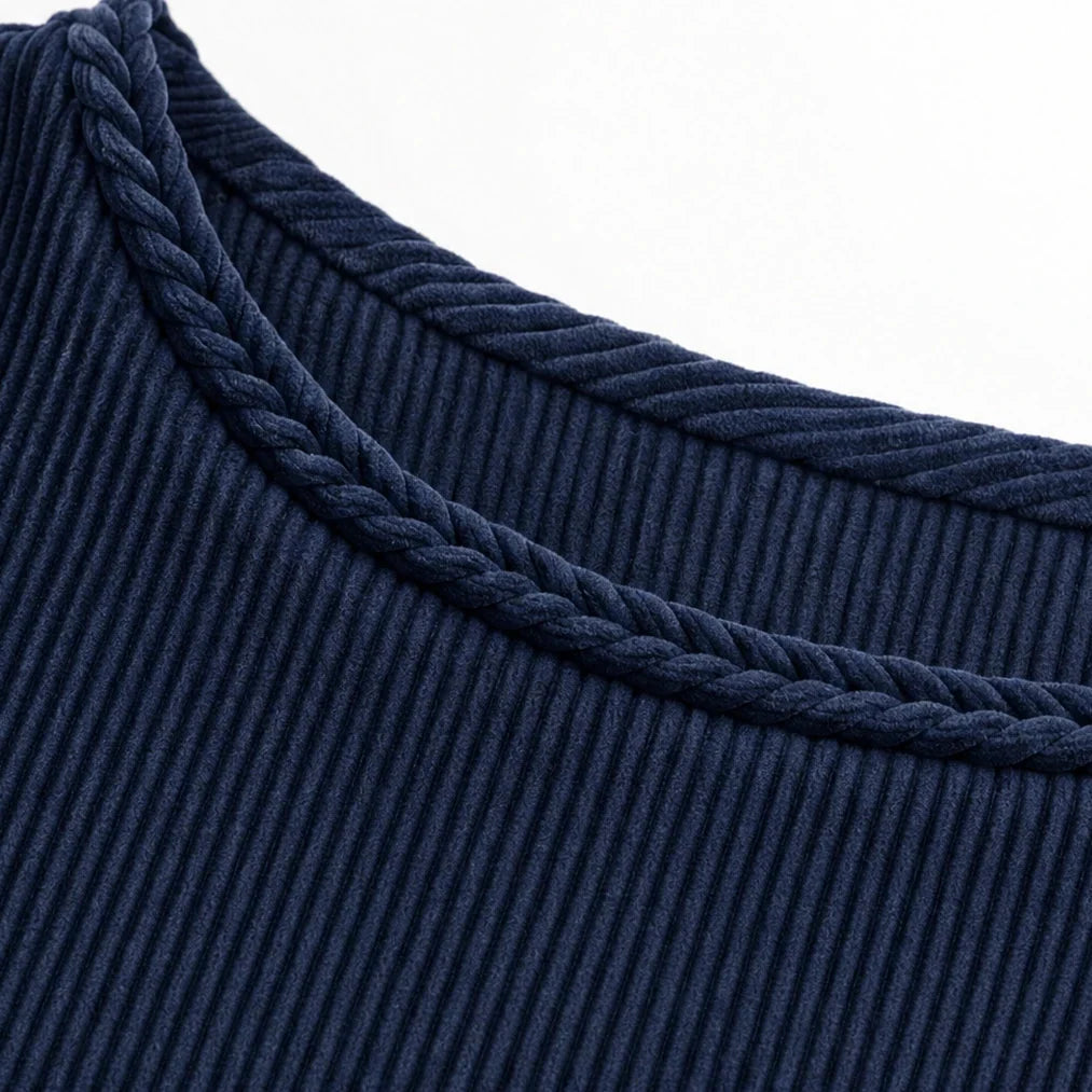Overa – Ribbed Button-Sleeve Blouse