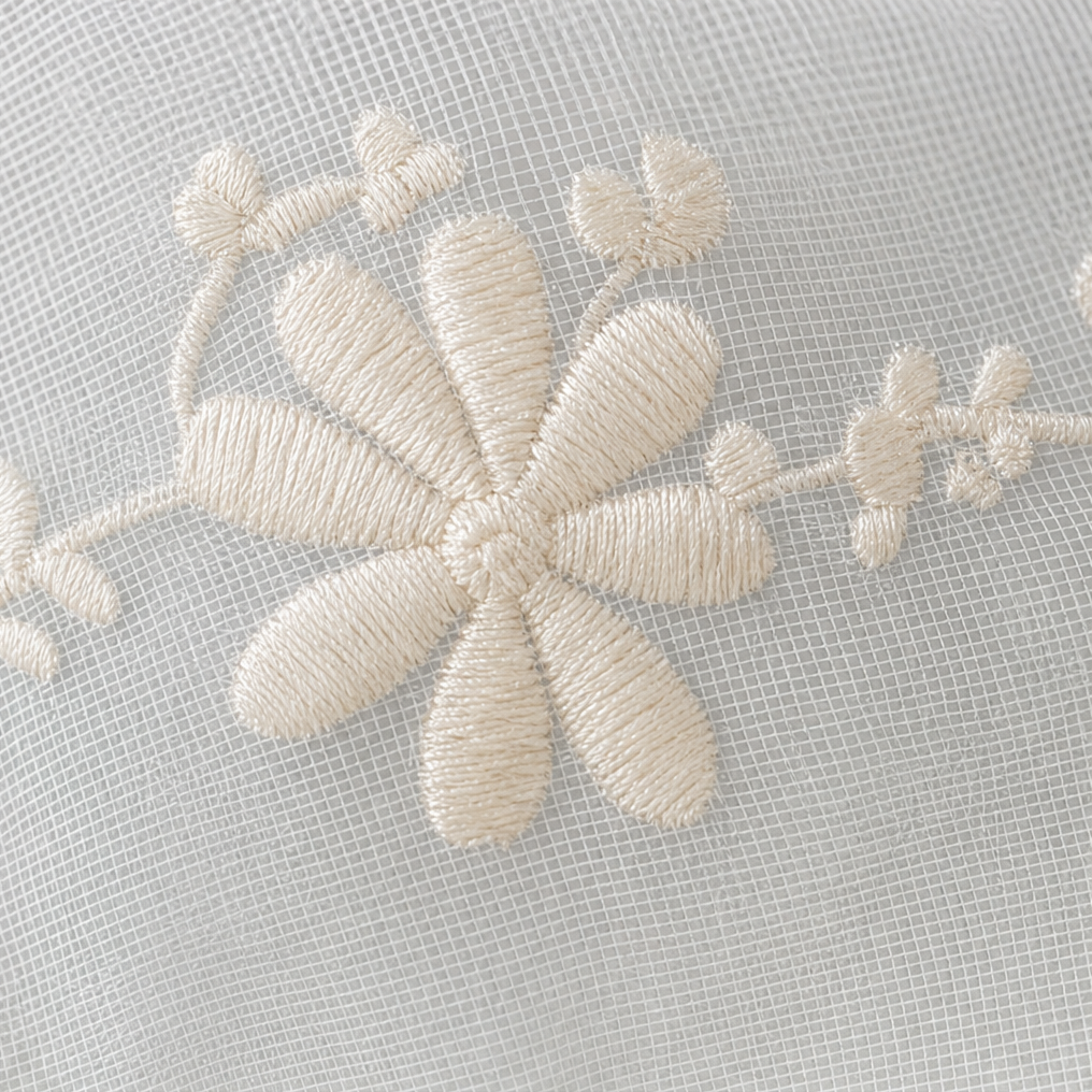 Wisplin – Embroidered Floral Tie-Up Sheer Curtain