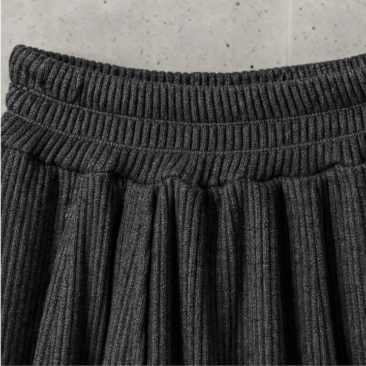 Pinstripe Poise – Draped High-Neck Top And Lantern Pants Set