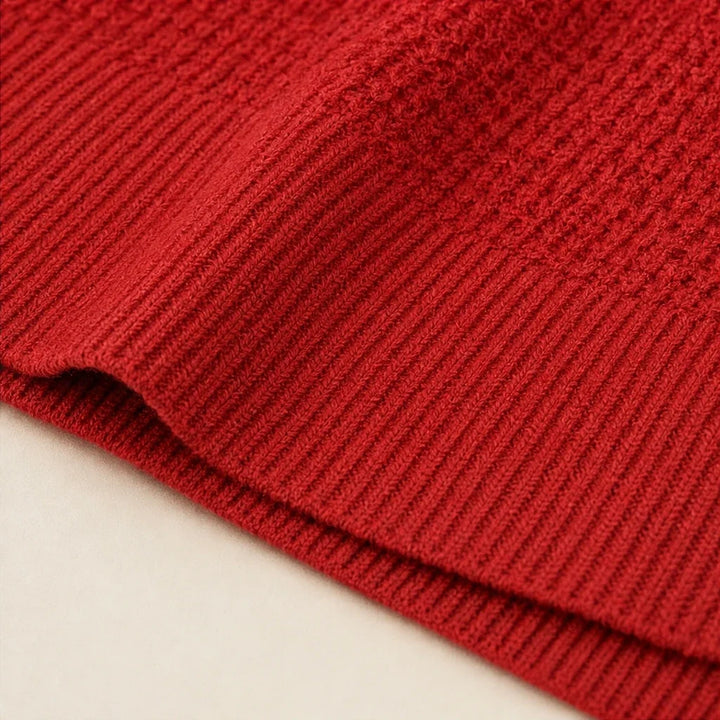 Plaidelle – Waffle Knit Plaid-Trim Crewneck Sweatshirt