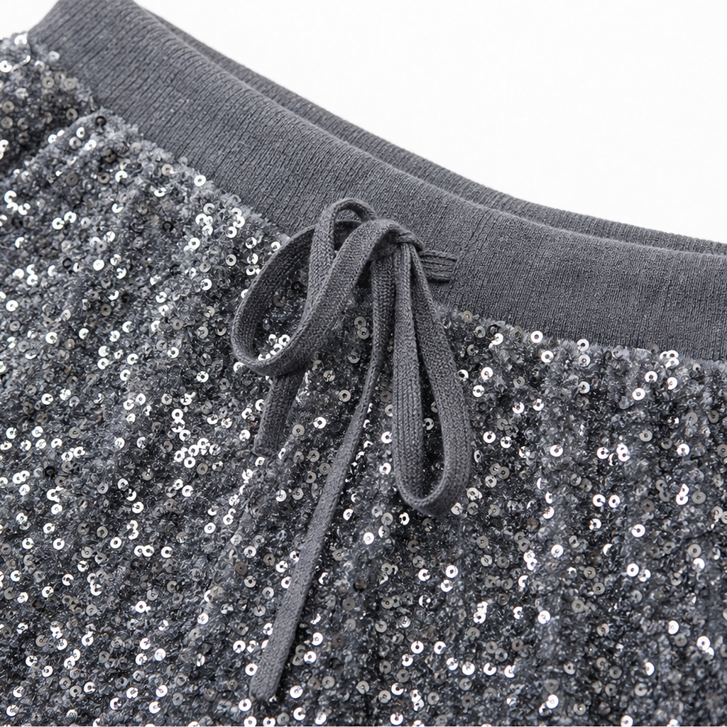 Glimmerelle – Sequin Elastic Waist Wide-Leg Pants