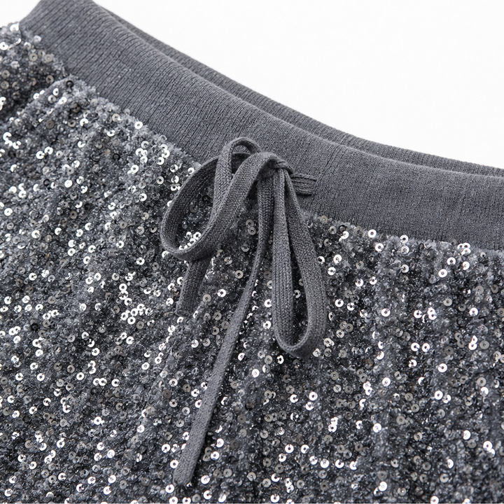 Glimmerelle – Sequin Elastic Waist Wide-Leg Pants