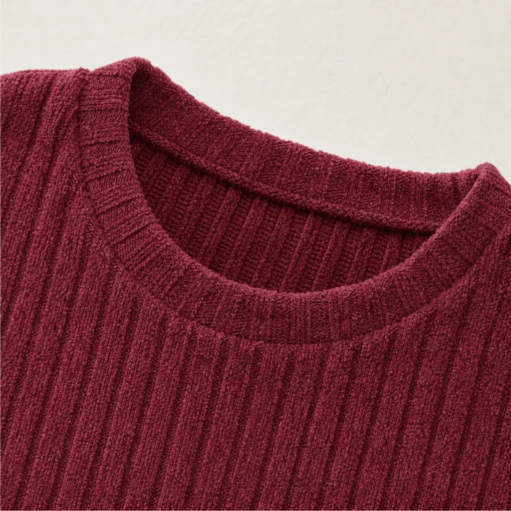 Softhaven – Ribbed Drop-Shoulder Sweater And Wide-Leg Pants Set
