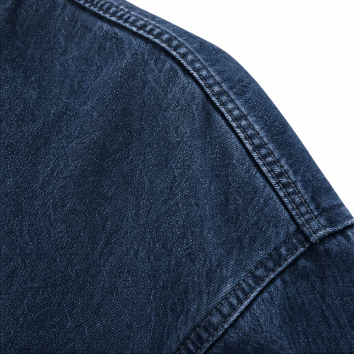 Half-Zip Haven – Washed Denim-Look Half-Zip Pullover
