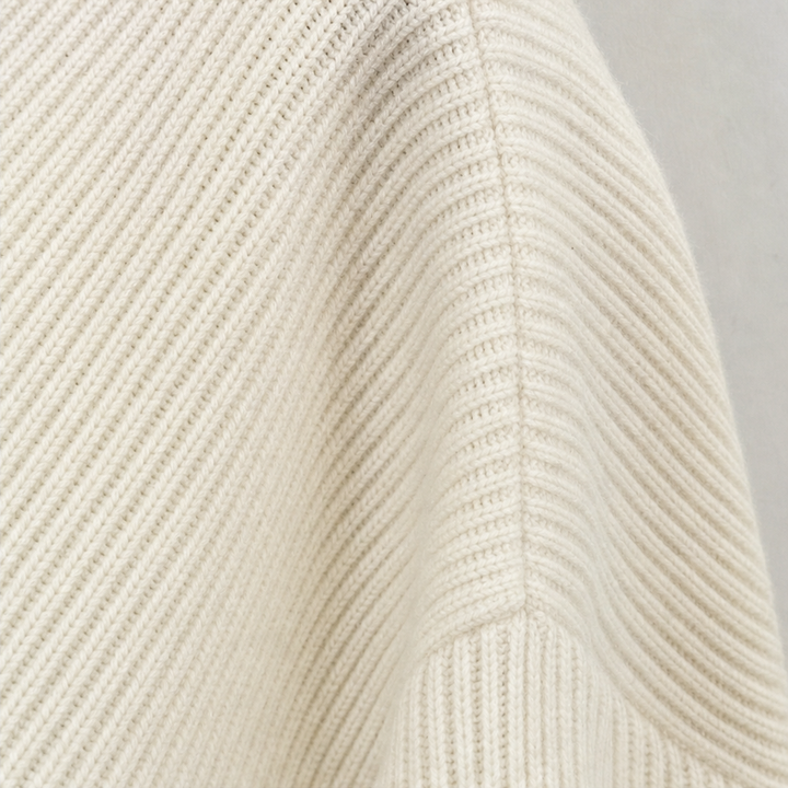 Ribella – Ribbed Draped Cowl-Neck Knit Top