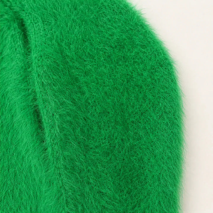 Veluna – Brushed Mohair-Wool-Look Open-Front Cardigan