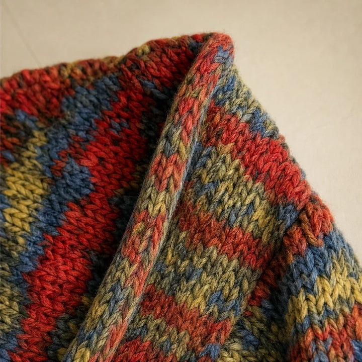 Wrapelle – Striped Wrap-Front Knit Pullover