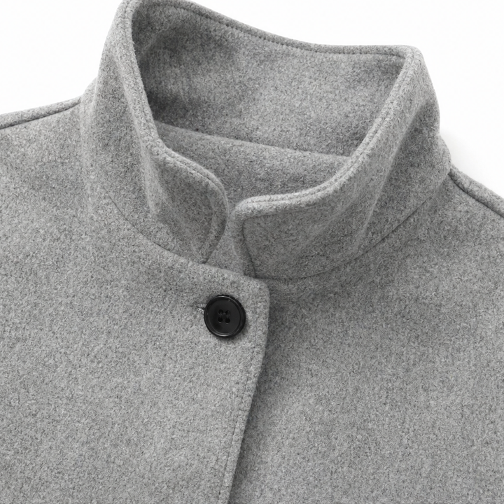 Standelle – Button-Front Stand Collar Fall Coat