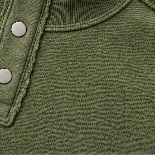 Draperie – Raw-Edge Split-Cuff Snap Placket Henley