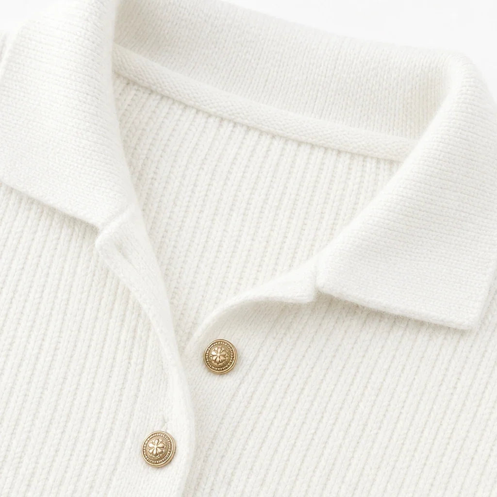 Collar & Knit – Collared Loose-Knit Henley Sweater