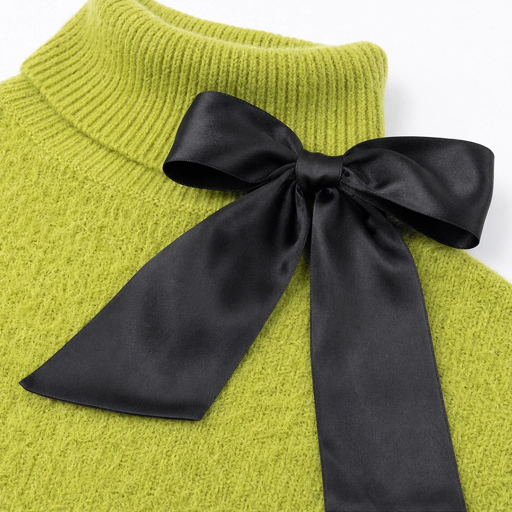 Wearbella – Bow Lace Patchwork Cold-Shoulder Sweater