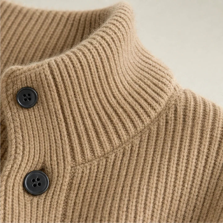 Sorella – Ribbed Asymmetric Button-Front Sweater