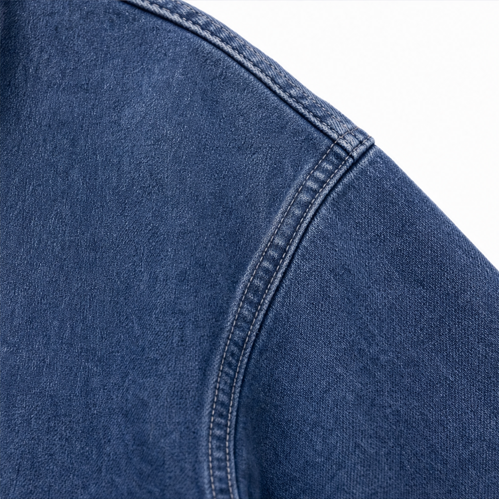 Denim Ease – Washed Oversized Denim-Look Hoodie