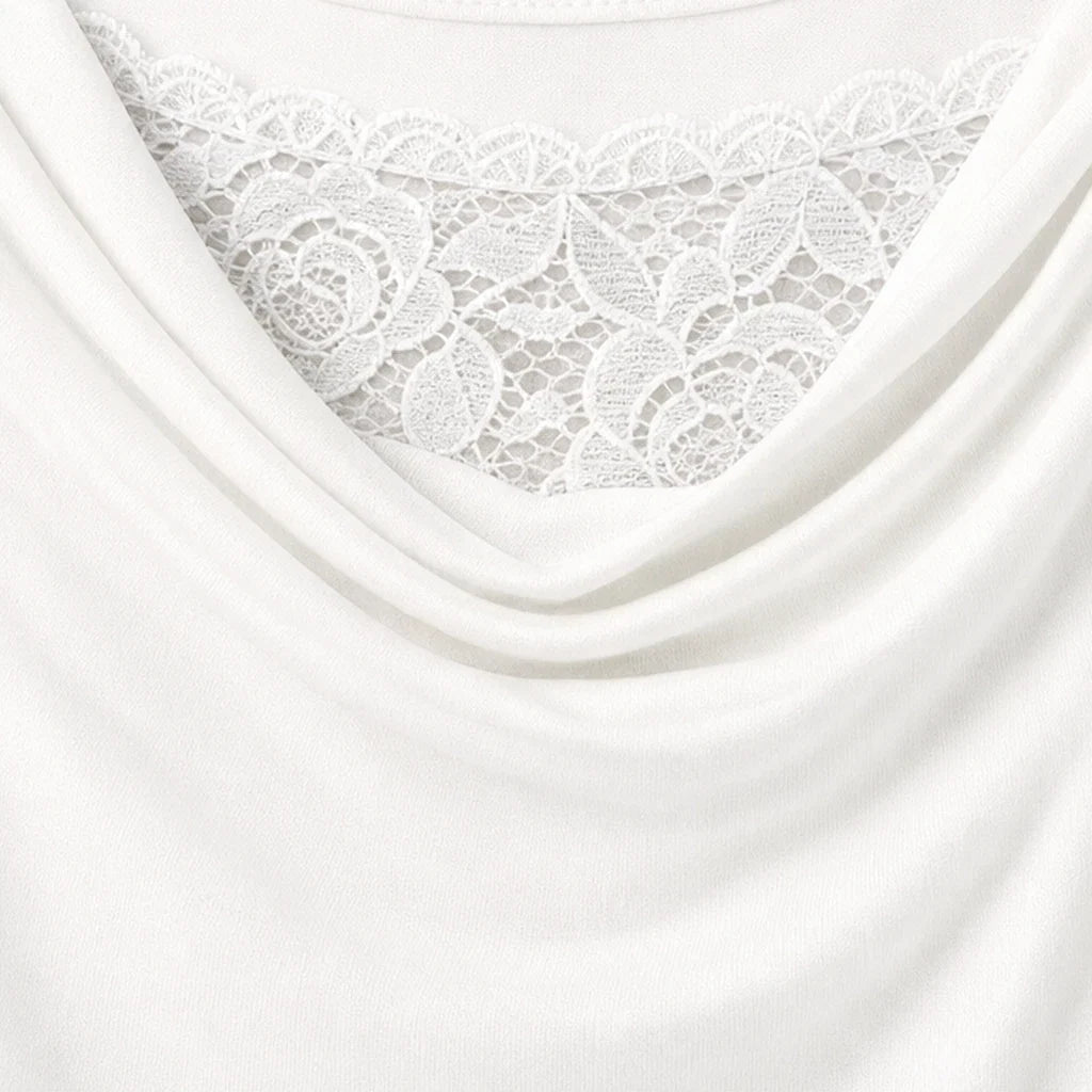Florenza – Floral Lace Cowl-Neck Knit Top