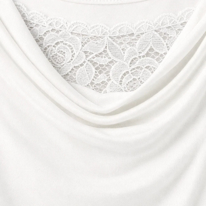 Florenza – Floral Lace Cowl-Neck Knit Top
