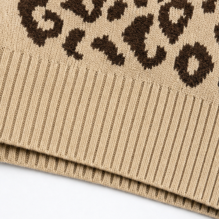 Léofur – Leopard Print Open-Front Knit Cardigan