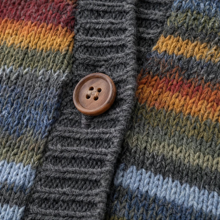 Wearbella – Striped Knit Button-Down Cardigan