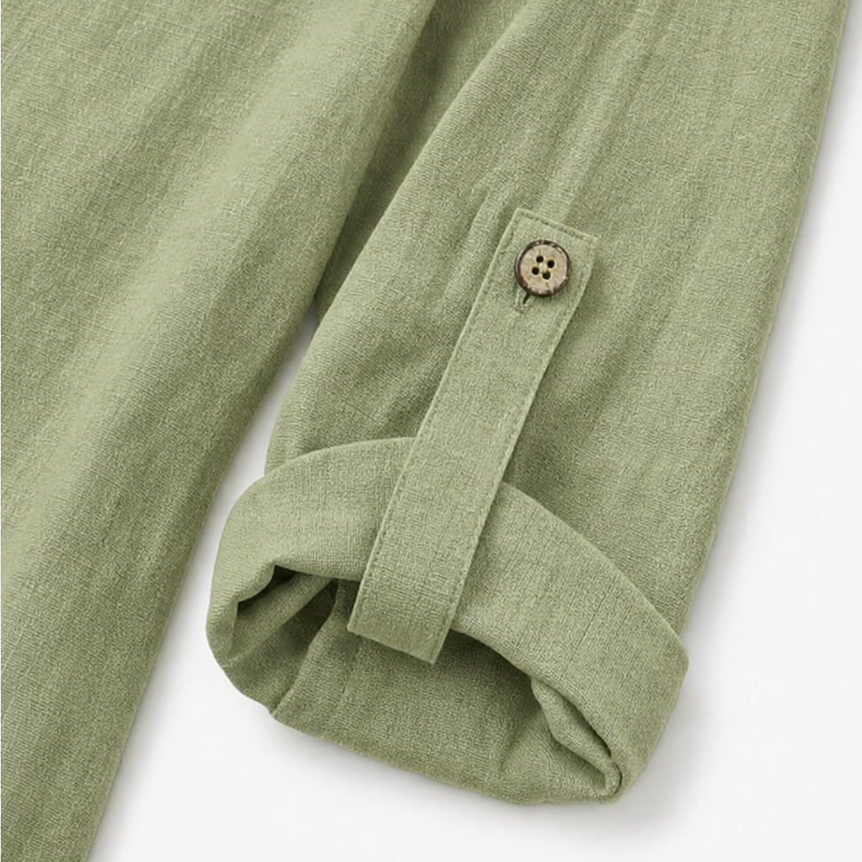 Lunalin – Side-Button Relaxed-Fit Linen Blend Top
