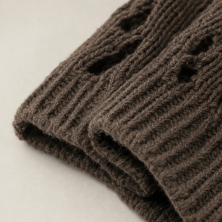 Vellora – Diamond Pointelle Knit Poncho Sweater