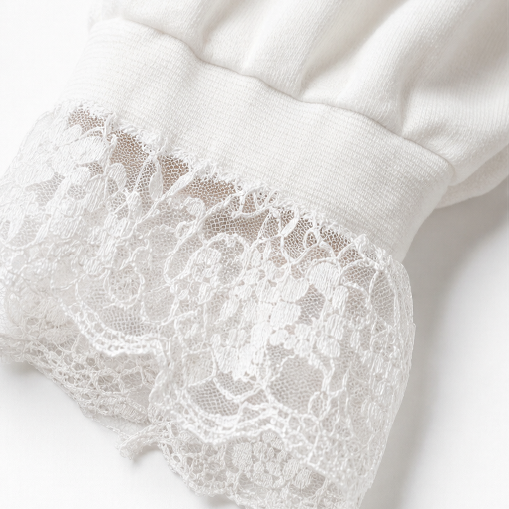Lacewell – Sheer Lace Neckline Long-Sleeve Top