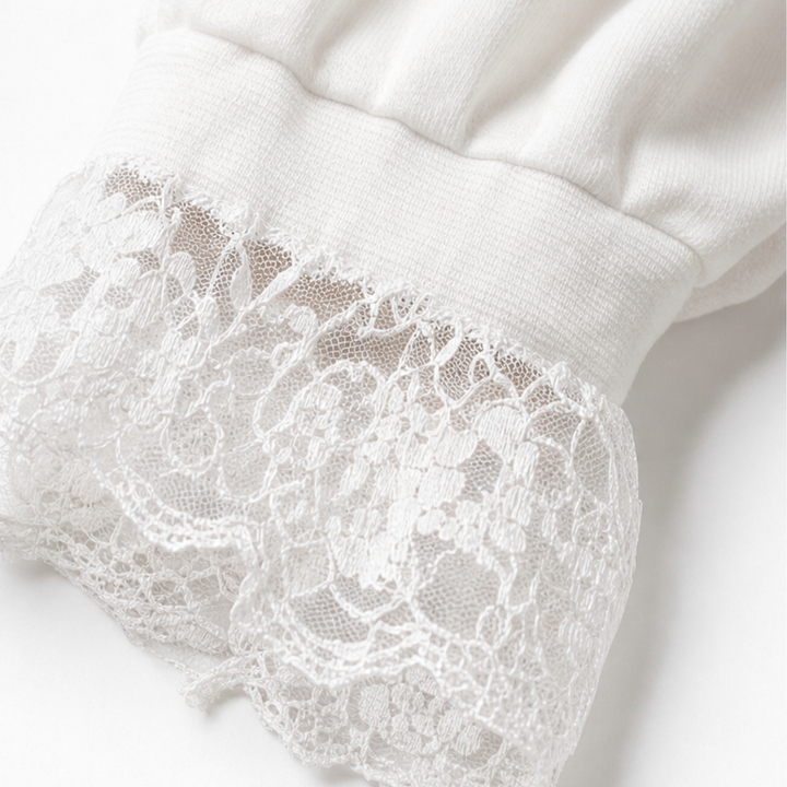 Lacewell – Sheer Lace Neckline Long-Sleeve Top