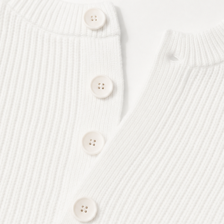 Buttonelle – Ribbed Henley Button-Front Sweater
