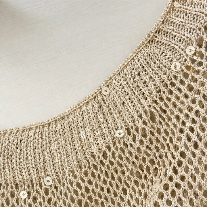 Lunelle – Sequin Open-Knit Sweater Top